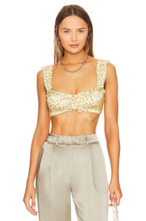Топ MORE TO COME Sloane Ruched Crop, желтый