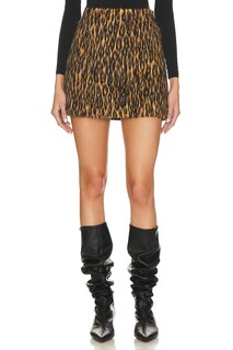 Юбка мини MSGM Cheetah, цвет Beige &amp; Black
