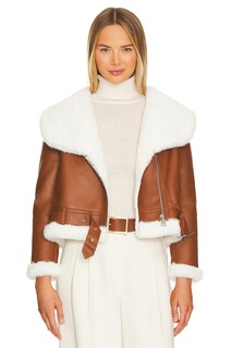 Пиджак Adrienne Landau Faux Mink Fur Bonded, цвет Camel &amp; White