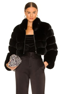 Куртка Adrienne Landau Faux Fox Fur, черный