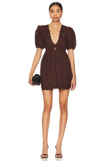 Платье мини Tularosa Sherri Embroidered, цвет Chocolate Brown
