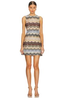 Платье мини Missoni Sleeveless, цвет Multi Zig Zag Brown Base