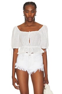 Топ Ganni Light Broderie Anglaise Cropped, цвет Bright White