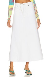 Юбка макси Ganni Denim Double Fly, цвет Bright White