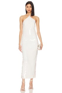 Платье The New Arrivals by Ilkyaz Ozel BlancaTriangle Neck, цвет White Sequin