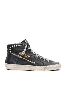 Кроссовки Golden Goose Slide, цвет Black Leather Studs