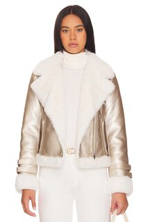 Куртка Generation Love Dion Faux Fur Moto, цвет Pale Gold &amp; White