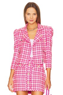 Куртка Generation Love Rocky Tweed Moto, цвет Hot Pink Houndstooth