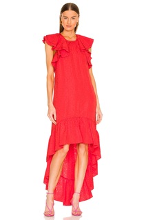 Платье AMUR Dorota High Neck Ruffle Gown, цвет Scarlet
