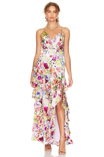 Платье Alice + Olivia Hayden V-neck Front Split, цвет Flower Shop