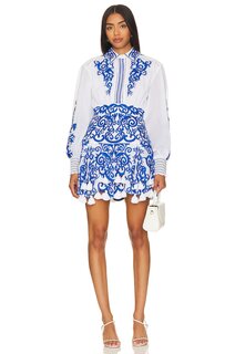 Платье мини Alice + Olivia Loryn Ember, цвет White &amp; Sapphire