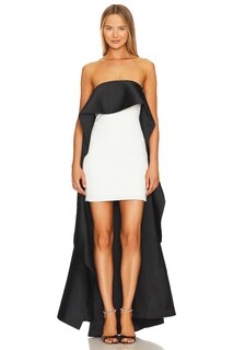 Платье мини Alice + Olivia Theda Strapless Hi Lo, цвет Ecru &amp; Black