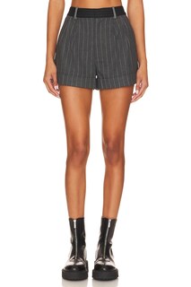 Шорты Alice + Olivia Conroy Pleated Cuff Short, цвет Grey &amp; Charcoal Pinstripe