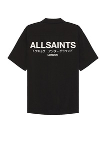 Рубашка ALLSAINTS Underground Short Sleeve, цвет Jet Black &amp; Ecru