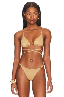 Топ бикини vitamin A Sol Strappy Wrap, цвет Golden Glow Metallic