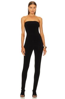 Комбинезон Norma Kamali Strapless Catsuit With Footie, черный