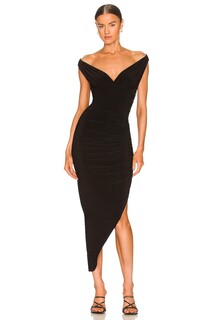 Платье Norma Kamali Tara Side Drape Gown, черный