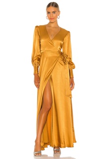 Платье макси House of Harlow 1960 x REVOLVE Maxi Wrap Dress, золотой