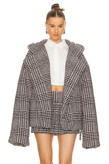 Куртка Norma Kamali Hooded Sleeping Bag, цвет Chocolate Glenn Plaid Tweed