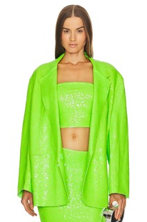 Куртка Norma Kamali Sequin Oversized Double Breasted, цвет Neon Green