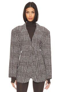 Пиджак Norma Kamali Oversized Single Breasted, цвет Chocolate Glenn Plaid Tweed