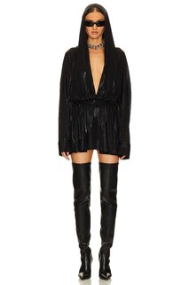 Платье мини Norma Kamali Hooded Super Oversized Shirt Flared, черный