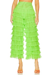 Брюки Norma Kamali Wide Leg Ruffle, цвет Neon Green