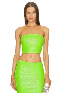 Топ Norma Kamali Sequin Tube, цвет Neon Green