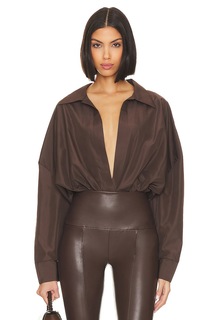 Боди Norma Kamali Oversized Boyfriend Shirt, цвет Chocolate