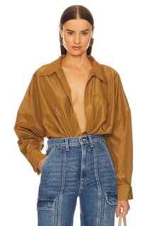 Боди Norma Kamali Oversized Boyfriend Shirt, цвет Woods