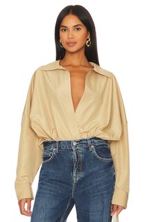 Боди Norma Kamali Oversized Boyfriend Shirt, песочный