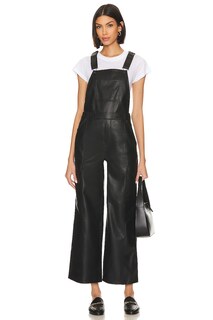 Комбинезон Hudson Jeans Utility Faux Leather Wide Leg Overall, черный