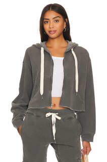 Толстовка NSF Delaney Undone Hem Crop Zip Hoody, цвет Pigment Black