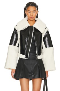 Куртка h:ours Lalita Faux Shearling Leather, цвет Black &amp; Ivory