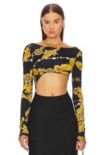 Боди Versace Jeans Couture Long Sleeve Cut Out, цвет Black &amp; Gold