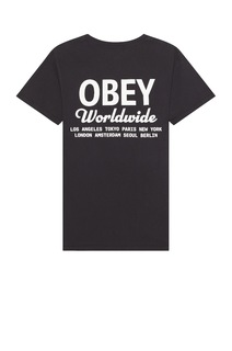Футболка Obey Worldwide Script, цвет Pigment Vintage Black