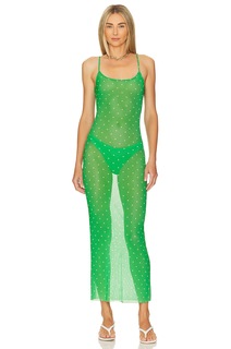 Платье WeWoreWhat Scoop Slip, цвет Micro Polka Emerald Multi