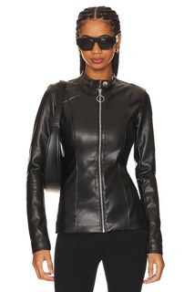Куртка WeWoreWhat Faux Leather Fitted Moto, черный