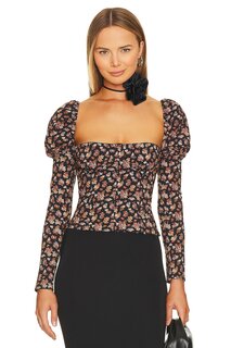 Топ WeWoreWhat Long Sleeve Corset, цвет Baby Floral Black Multi