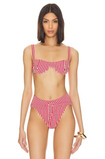 Топ бикини WeWoreWhat Sorrento, цвет Red &amp; Off White Stripes