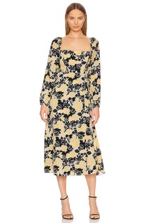 Платье ASTR the Label Hayden, цвет Black &amp; Yellow Floral