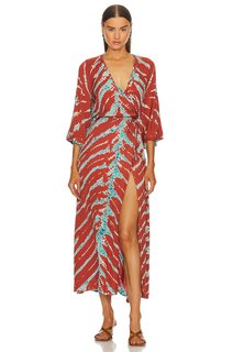 Платье миди Young, Fabulous &amp; Broke Belle Midi Wrap Dress, цвет Mud Savannah Wash