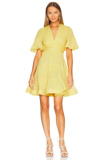 Платье мини Zimmermann Pleated, цвет Lemon