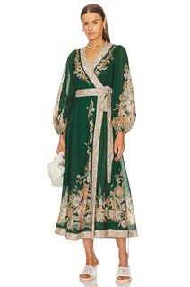 Платье миди Zimmermann Devi, цвет Emerald &amp; Paisley