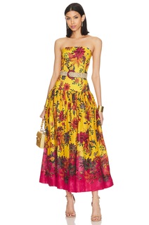 Платье миди Zimmermann Ginger, цвет Pink &amp; Yellow Floral