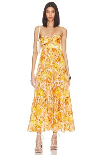 Платье миди Zimmermann Raie, цвет Yellow &amp; Orange Floral