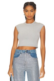 Футболка Alexander Wang Cap Sleeve, серебряный