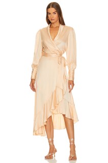 Платье миди Zimmermann Silk Wrap, песочный
