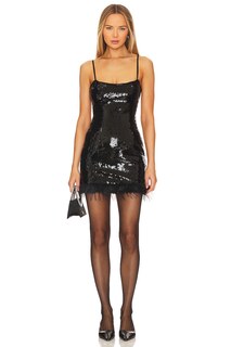 Платье мини Bardot Laurel Faux Fur, черный
