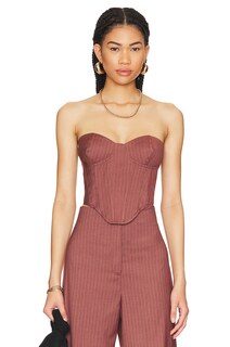 Топ Bardot Pin Stripe Bustier, цвет Chestnut Stripe